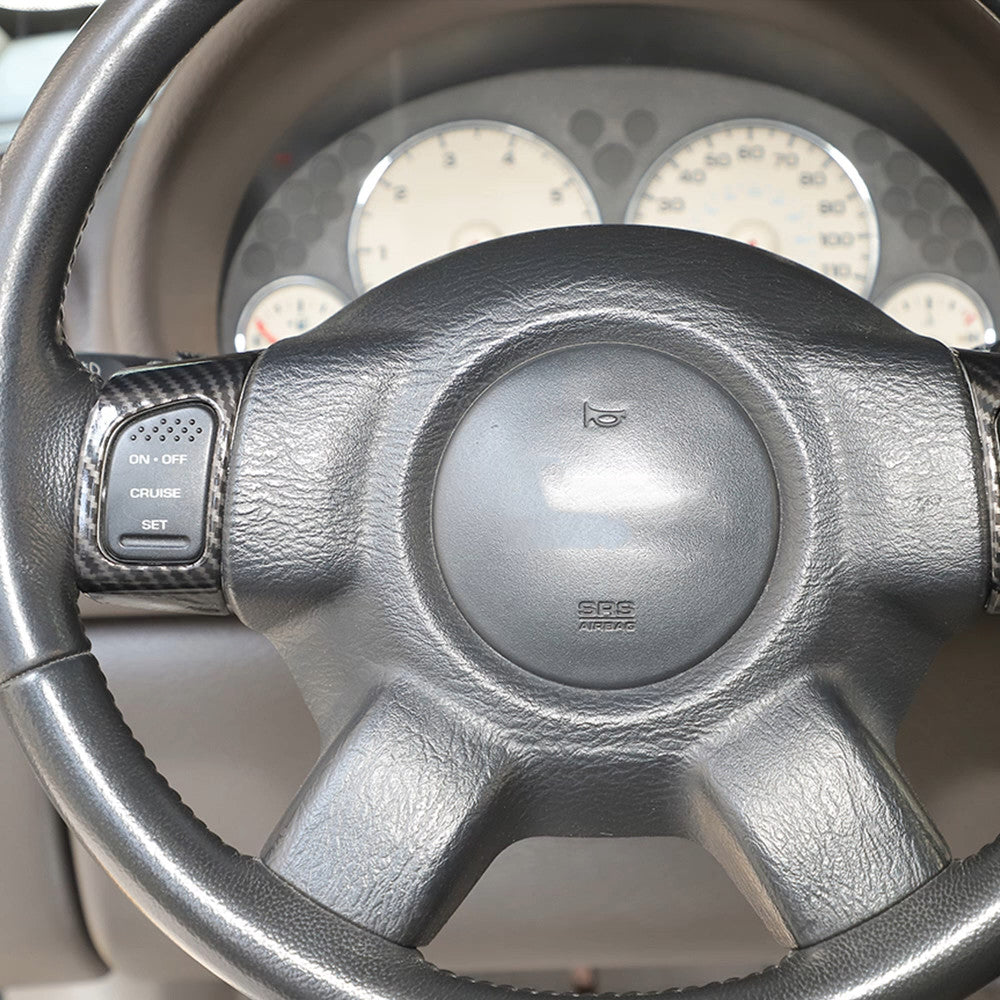 2¡Á Carbon Fiber ABS Steering Wheel Button Cover Trim for Jeep Liberty 1999-2007