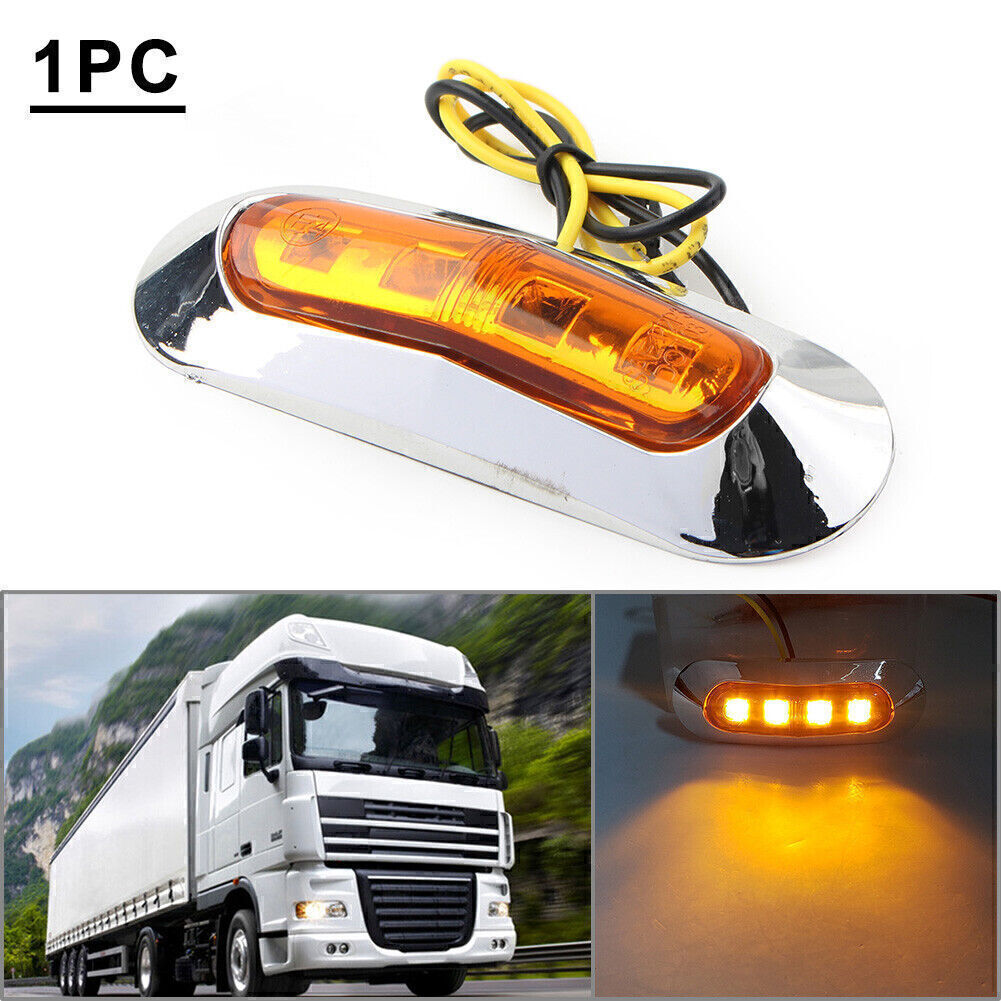 For Car Truck Trailer Pickup 12V 24V 1x Yellow 4 LED Side Clearance Marker Light