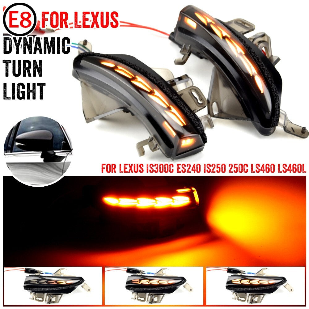 2pcs LED Dynamic Side Mirror Turn Signal Light Assembly for Lexus IS200D IS250