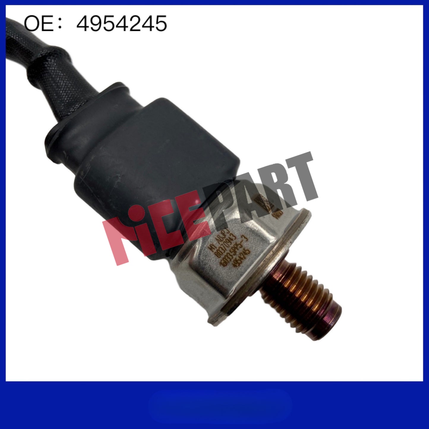 4954245 Diesel fuel rail pressure sensor compatible with ISC ISL 6.7L and 8.9L liters.