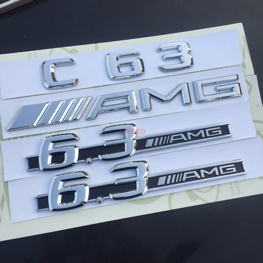 C63 + AMG + 6.3 Side stickers Letters Trunk Embl Badge Sticker for AMG