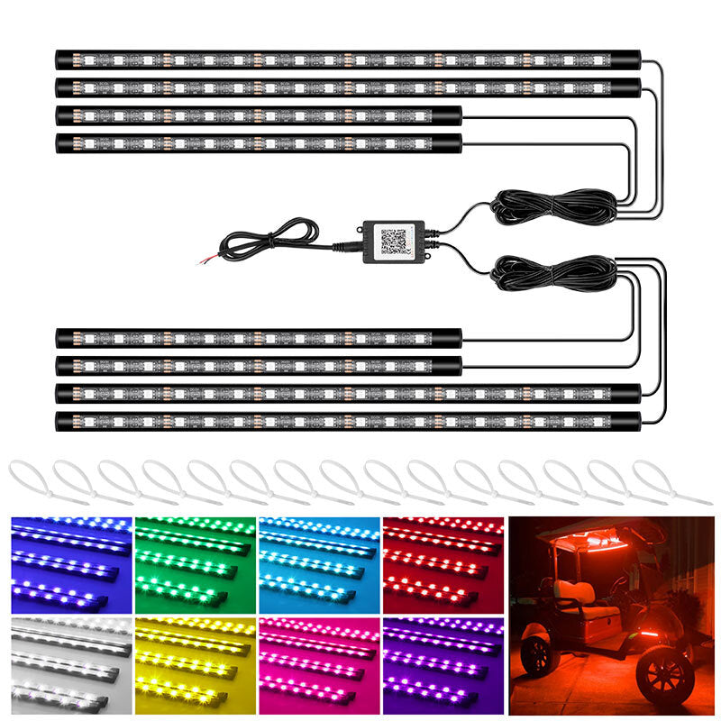 12X LED Light Strip Kit RGB Neon Under Glow Motorcycle for Honda for Yamaha for Suzuki