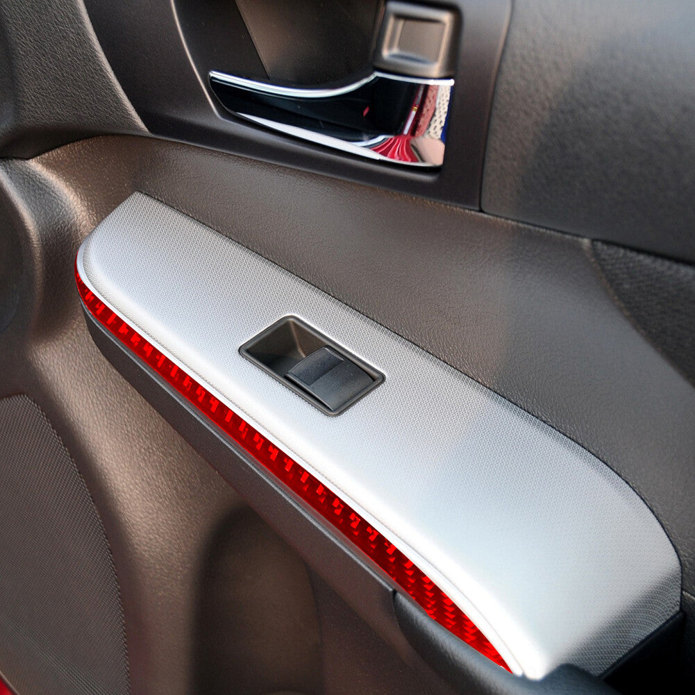 Red Carbon Fiber Car Rear Window Lock Lift Panel Frame Trim for Toyota for Camry