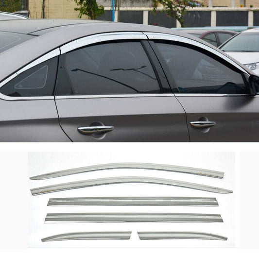 for Hyundai Sonata 2015-2019 Chrome Window Visor Sun Rain Guard Vent Shade Trim