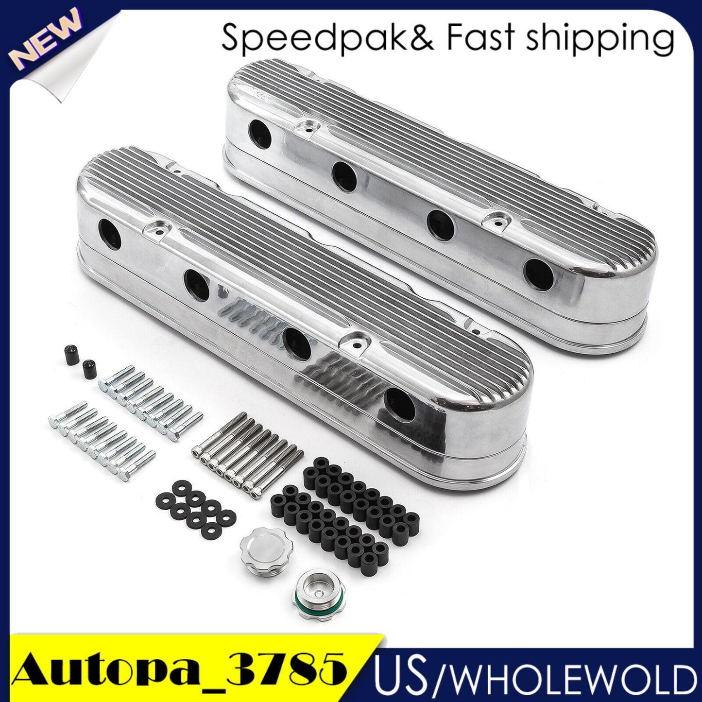Finned Coil Aluminum Valve Cover Polished 241-181 For LS for Chevy LS1 LS2 LS3 LS6