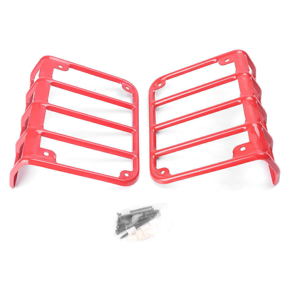 2x Steel Metal Tail Light Cover for JEEP for WRANGLER JK 07-2016 Rear Protector Red