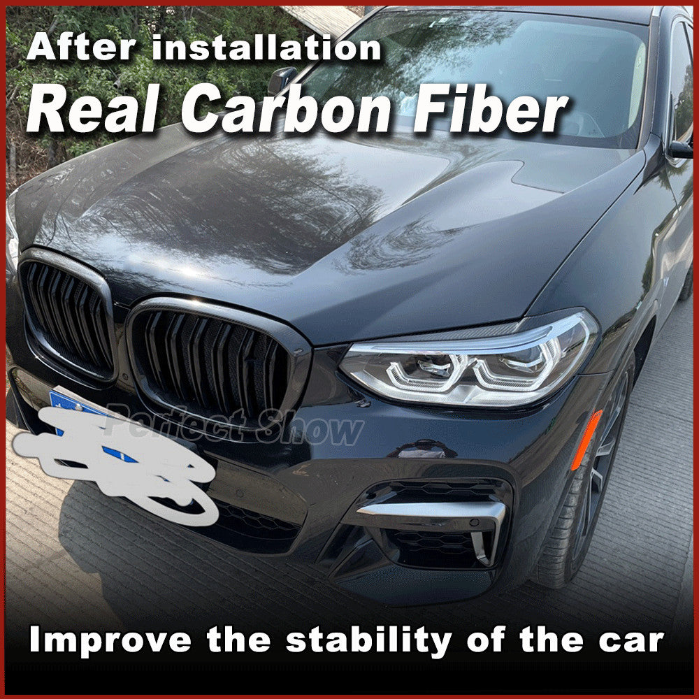 2PCS Carbon Fiber Headlight Eyebrow EyeLid Cover Trim Fit for BMW X3 G01 2018-19