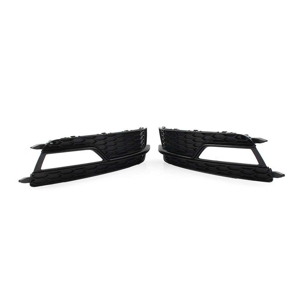 Pair Bumper Black Honeycomb Fog Light Grille Cover for Audi A5 S5 13-17