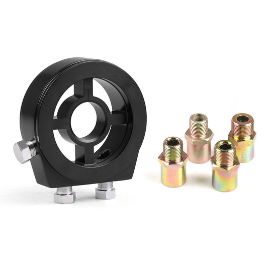 Black oil filter cooler sandwich plate adapter aluminum strip connector accessories