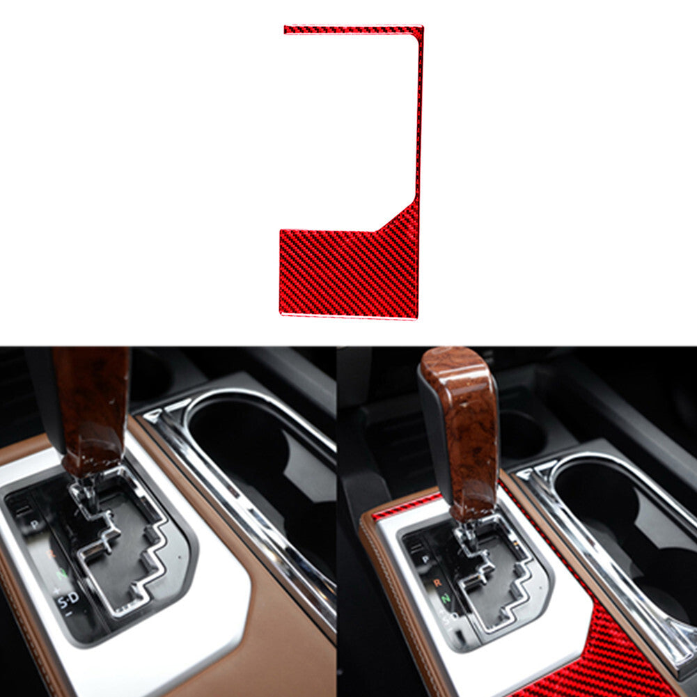 Red Carbon Fiber Gear Shift Panel Outer Cover Trim for Toyota Tundra 2014-2018