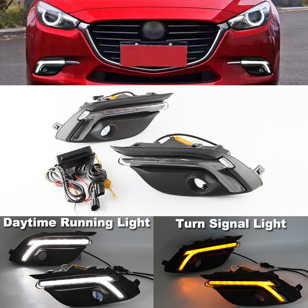 DRL LED Daytime Running Light Lamp With Turn Signal for Mazda 3/Axela 2017-2018