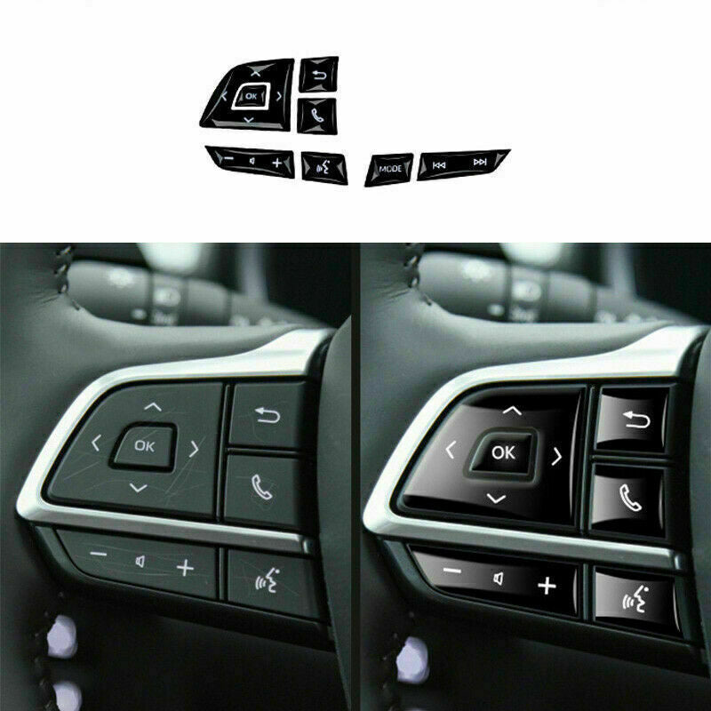 8P Black Inner Steering Wheel Button Cover Trim for Toyota Highlander 2020-2023