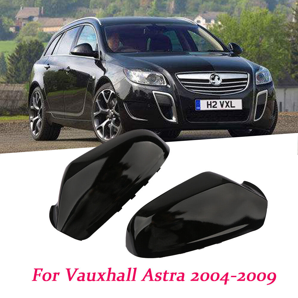 2x Rear view Wing Door Mirror Cover Cap Gloss Black for VAUXHALL ASTRA 2004-2009