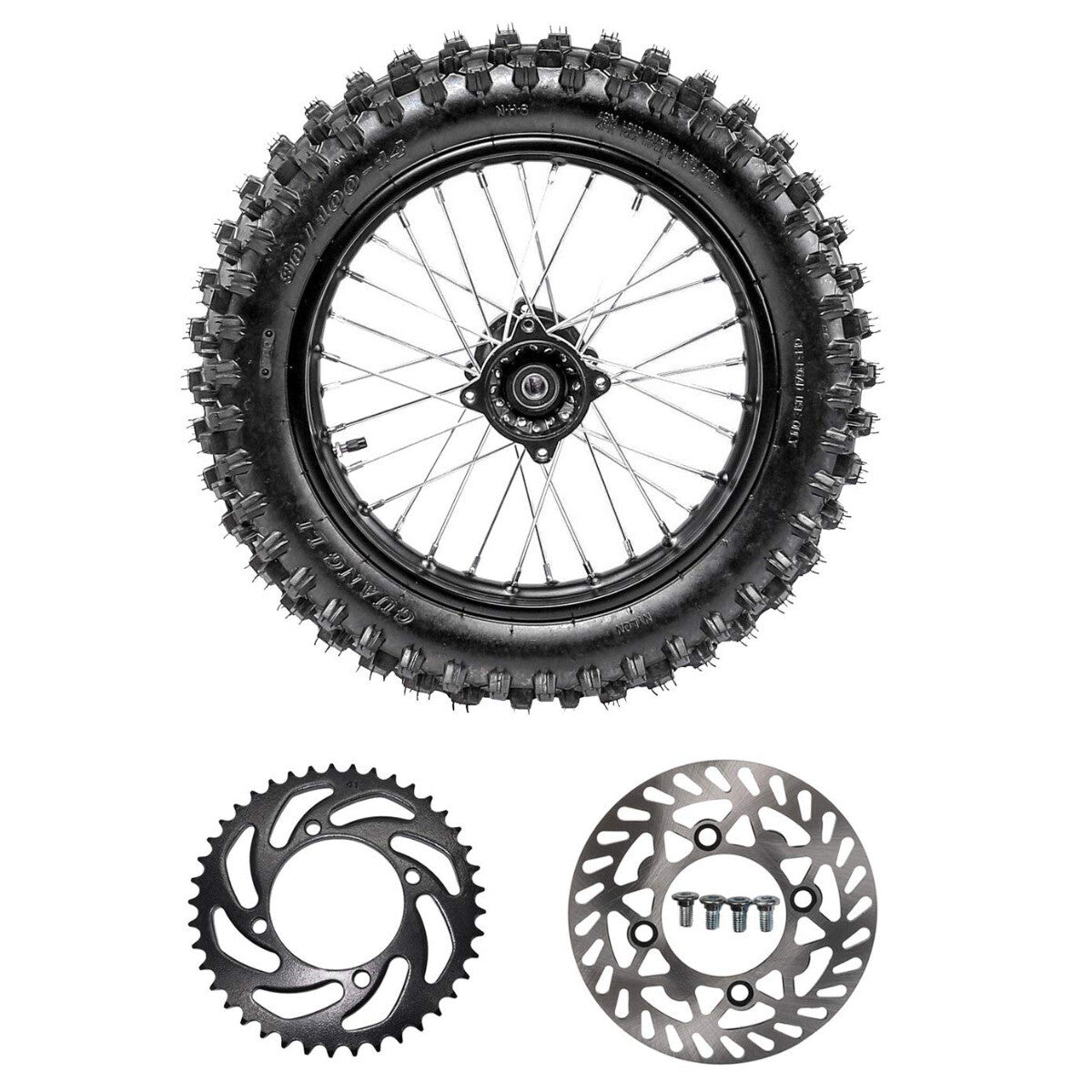 90/100-14 Rear Tire Rim and Disc Rotor Spocket Pit Bicycle Taodao SSR 125 150cc