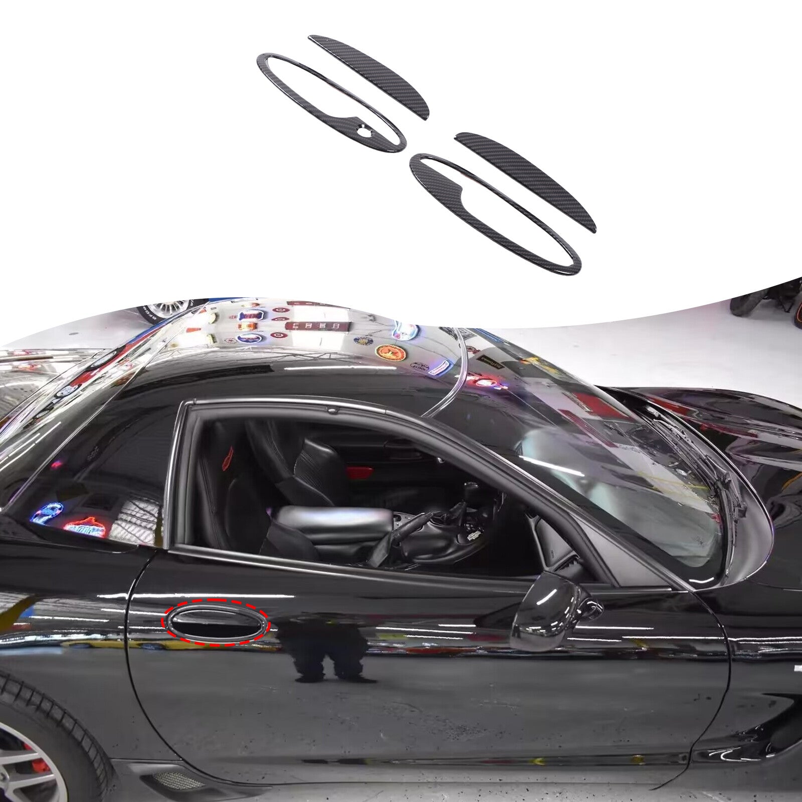 10-Piece Carbon Fiber Exterior Taillight Grille Cover Trim for Corvette C7 2014-19