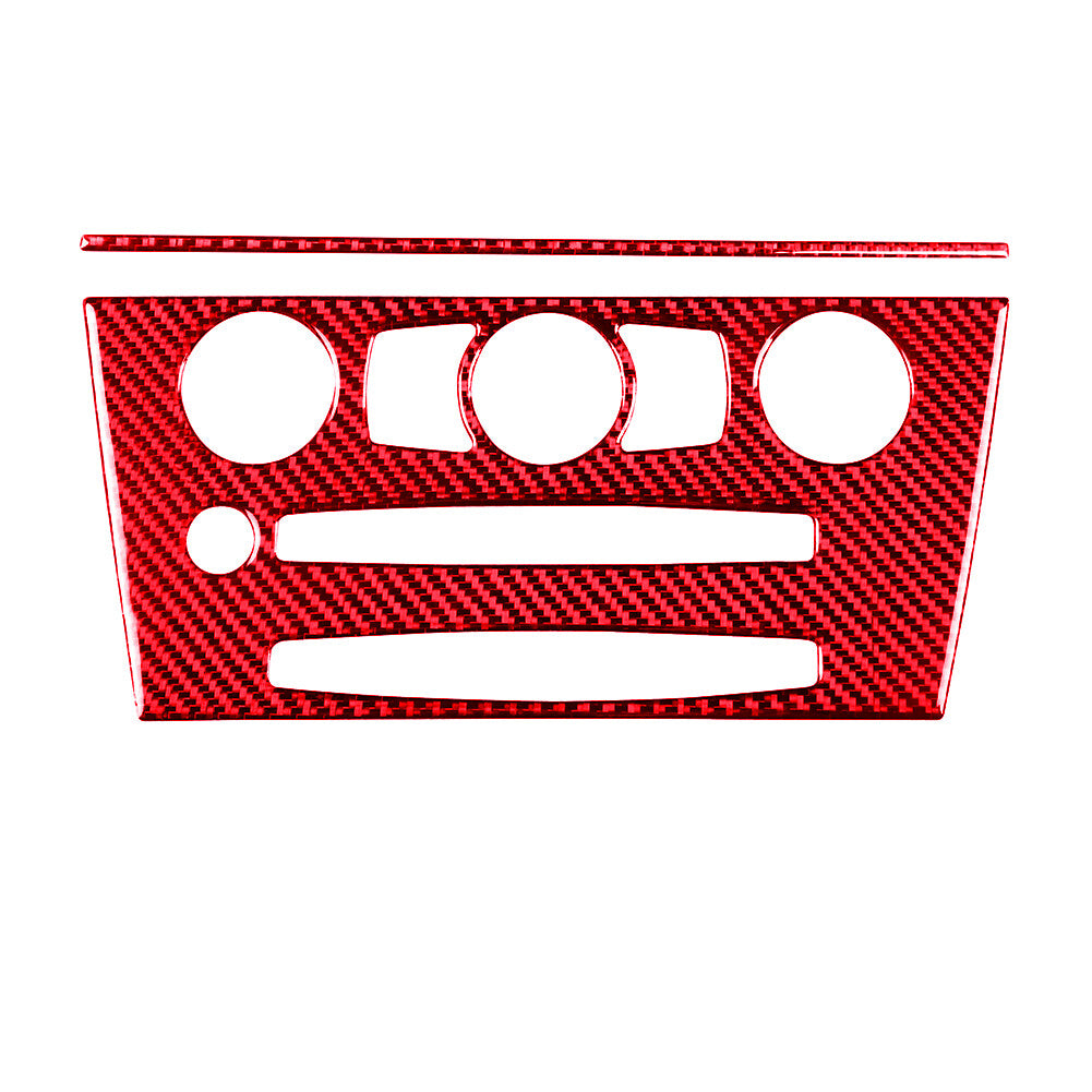 Red Carbon Fiber Cimate Console Cover Trim for BMW 6Series E63 E64 2004-2007