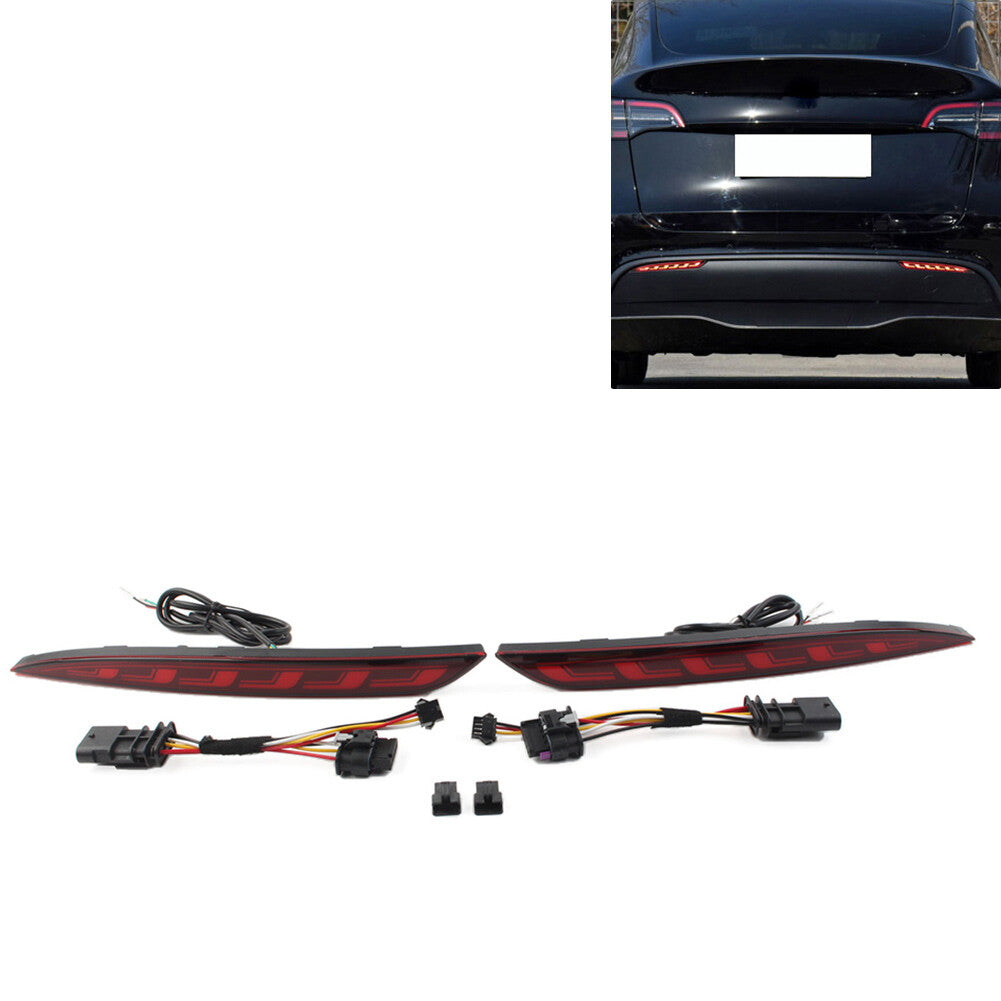 Rear Brake Light Dynamic Turn Signal Reflector for Tesla for Model Y 2020-2022 Red