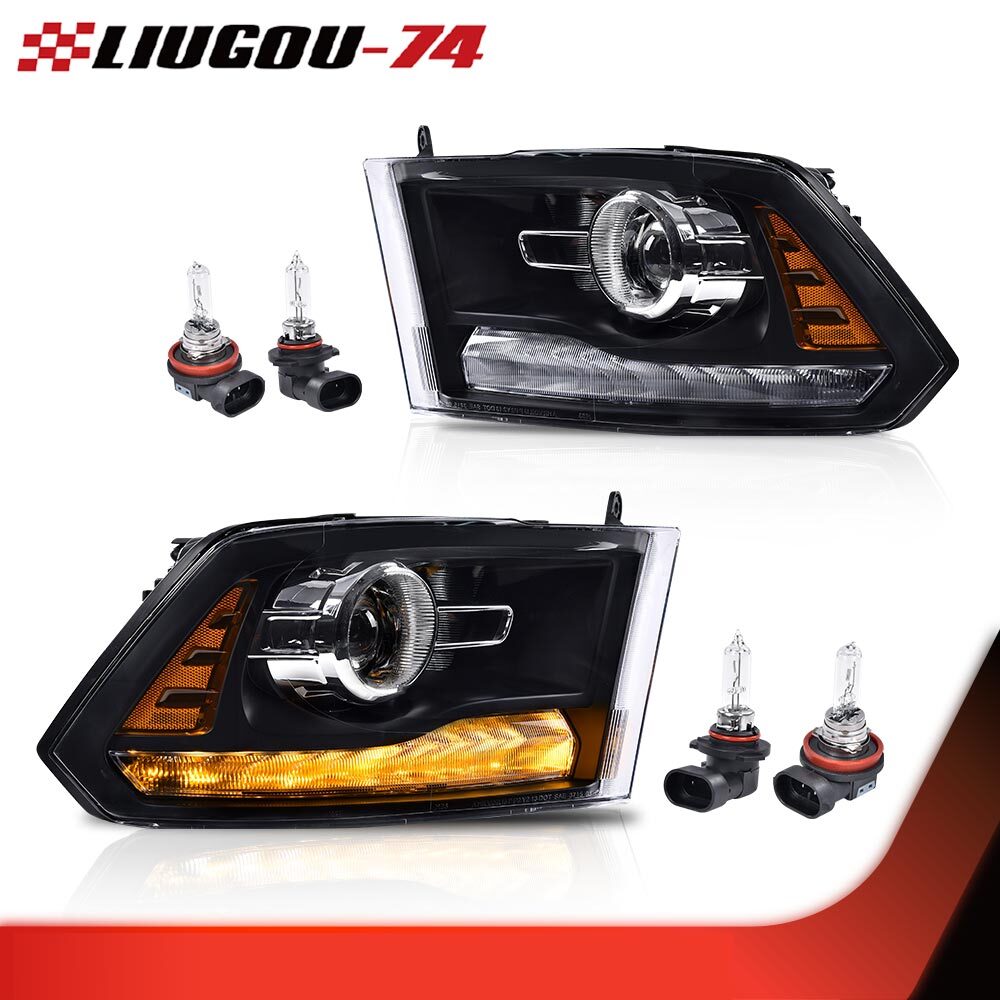 Fits 09-2018 for Dodge for Ram 1500 2500 3500 Black Projector LED DRL Headlights