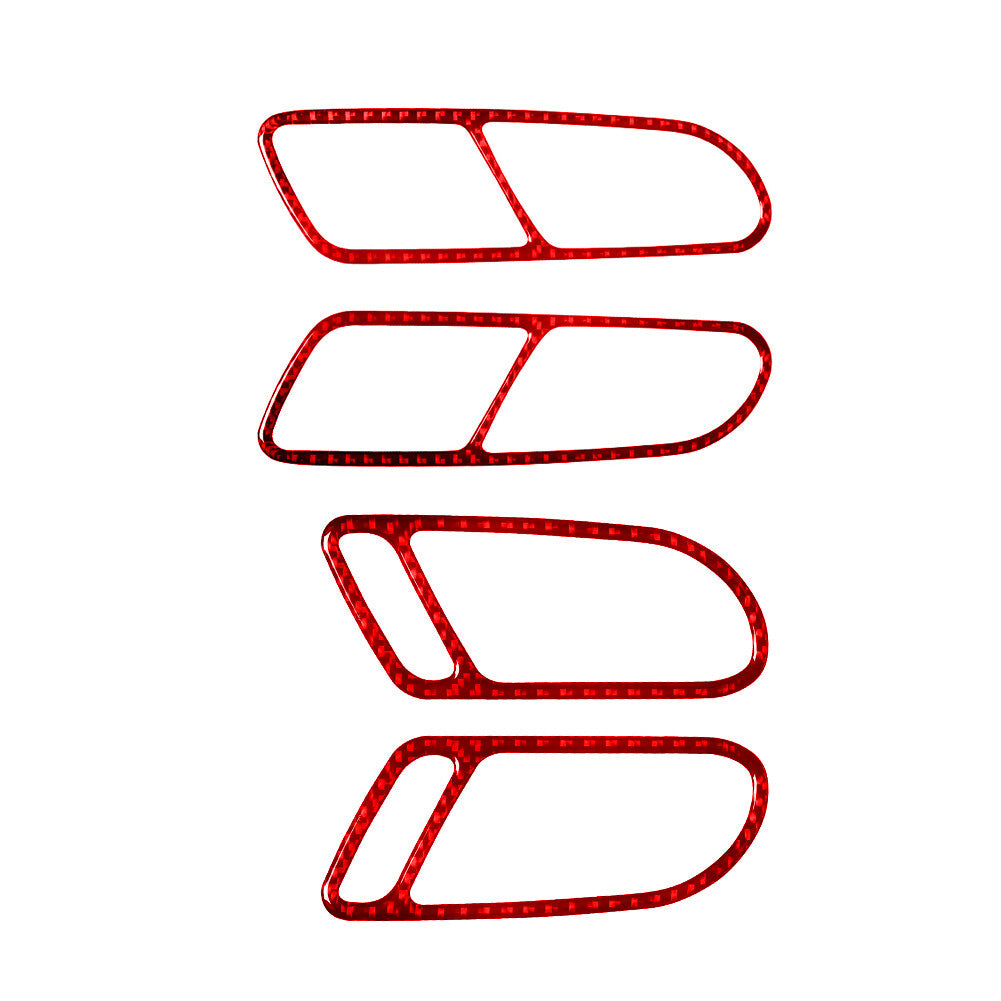 4x Red Carbon Fiber Door Handle Frame Cover Trim for Volkswagen for Tiguan 2013-2017