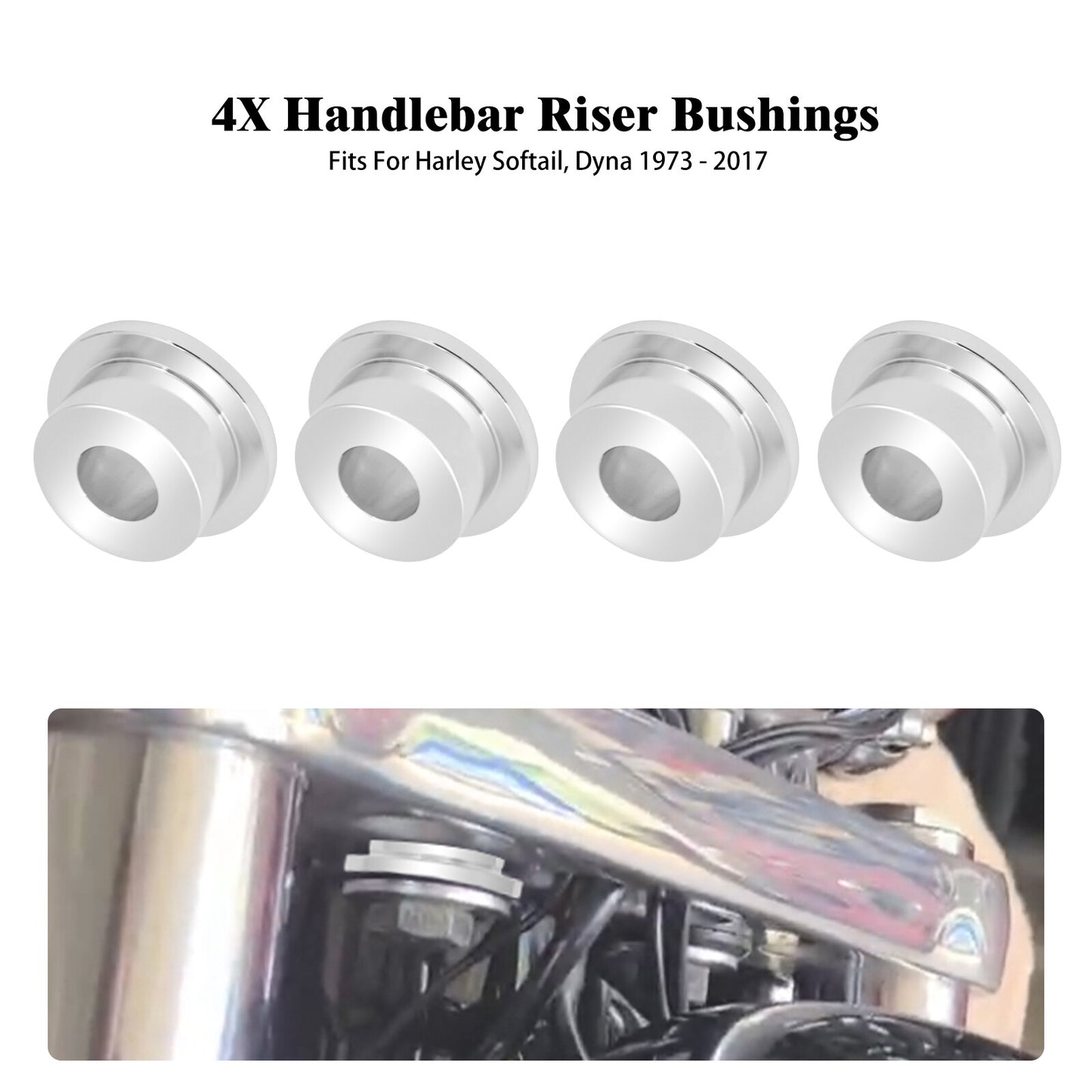 Chrome Handlebar Riser Bushing Fit for Harley Dyna Fat Bob Low Rider 1973-2017