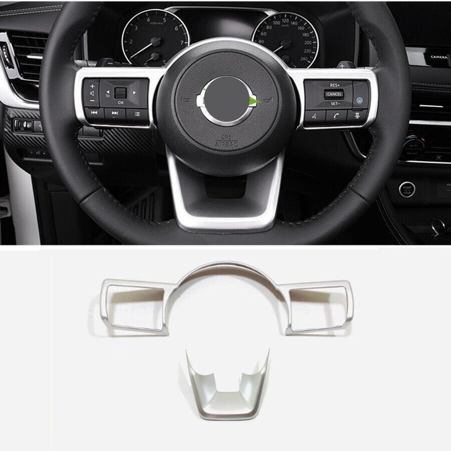 for Nissan Rogue 2021-23 ABS Silver Inner Steering Wheel Button Frame Cover Trim