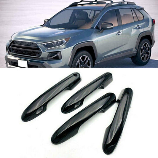 Door Side Handles Cover Trim Decor Fit for Toyota New RAV4 2019-2020 Black 4pcs Car