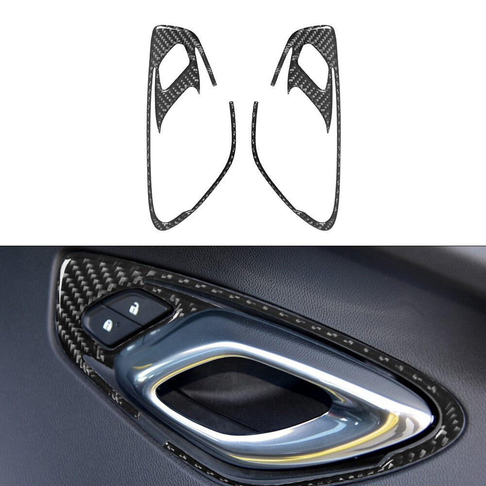 2Pcs Carbon fiber Door Handle Switch Cover Trim for Chevrolet Camaro 2016-2018