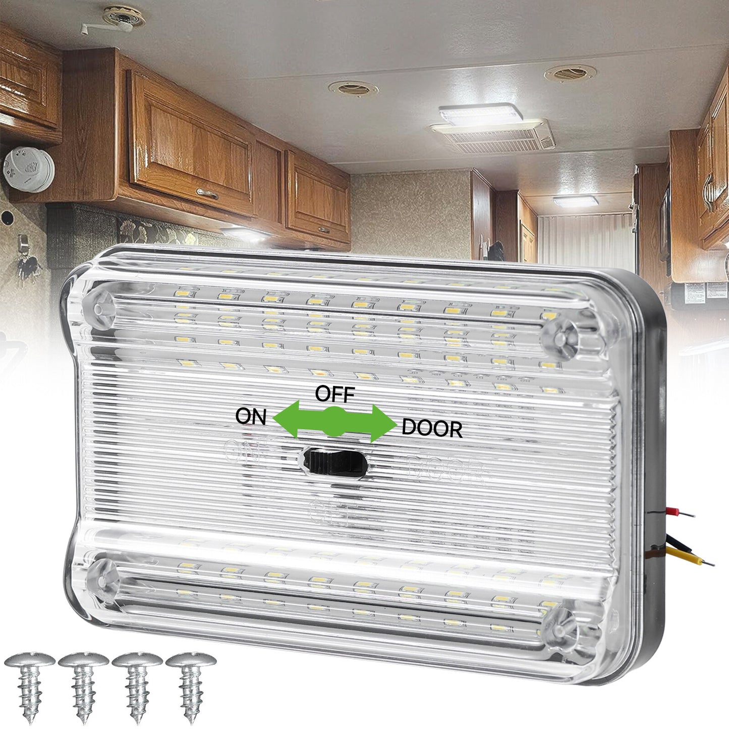 White 12V 6000K On/Off Switch Cabin Roof Dome Light Car Interior Reading Light