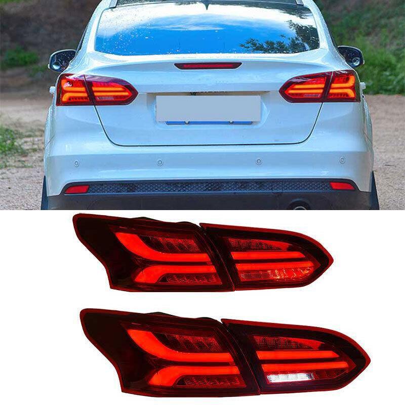 LED Taillight Tail Light Assembly Sedan Refit Red Pair for Ford Focus 2015-2018