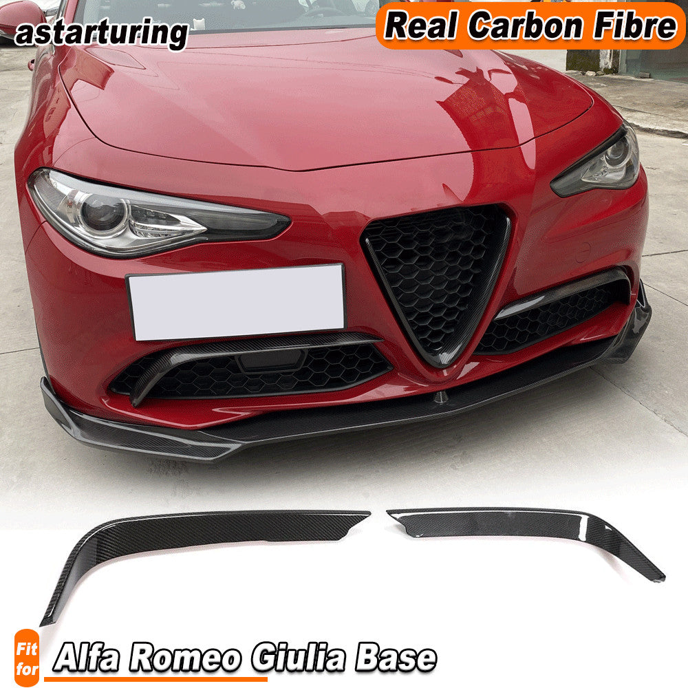 REAL CARBON Front Fog Light Fins Cover Fit for Alfa Romeo Giulia Base 2015-2020