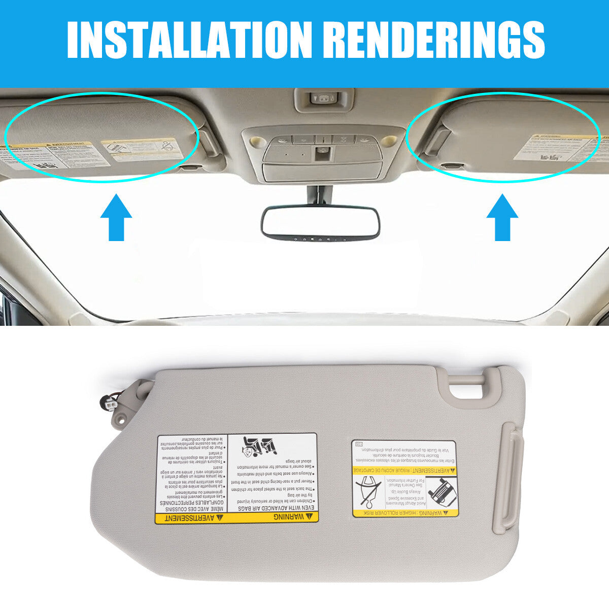 2PCS Left Right Sun Visor for Nissan Pathfinder 2017 Platinum 3.5L 96400-9PB0A