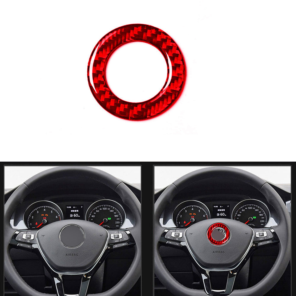 Red Carbon Fibre Steering Wheel Circle Ring Trim for VW for Golf MK7 2014-2019