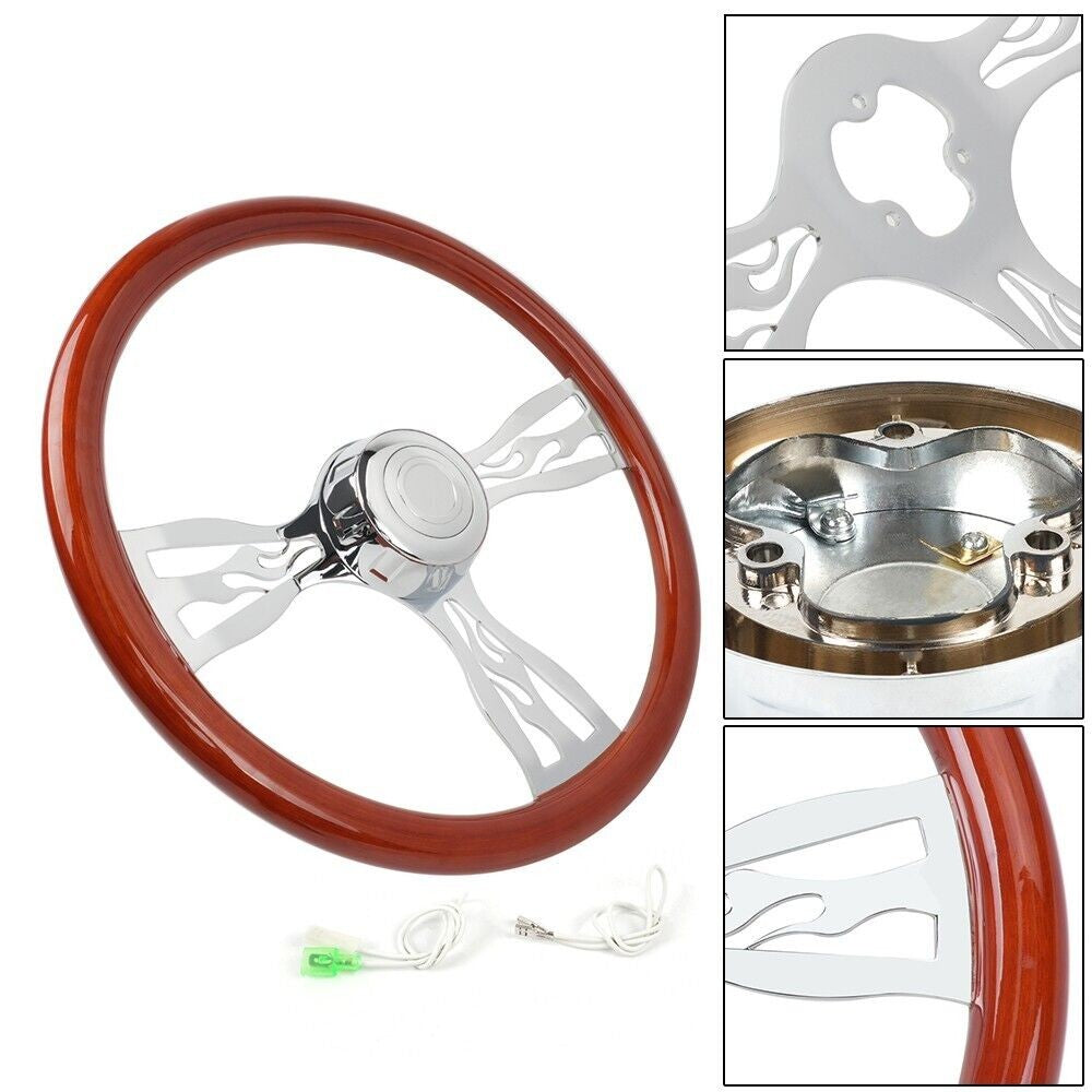 3 Spoke 18Chrome Wood Steering Wheel for Volvo / for Freightliner / for Kenworth / for Peterbilt