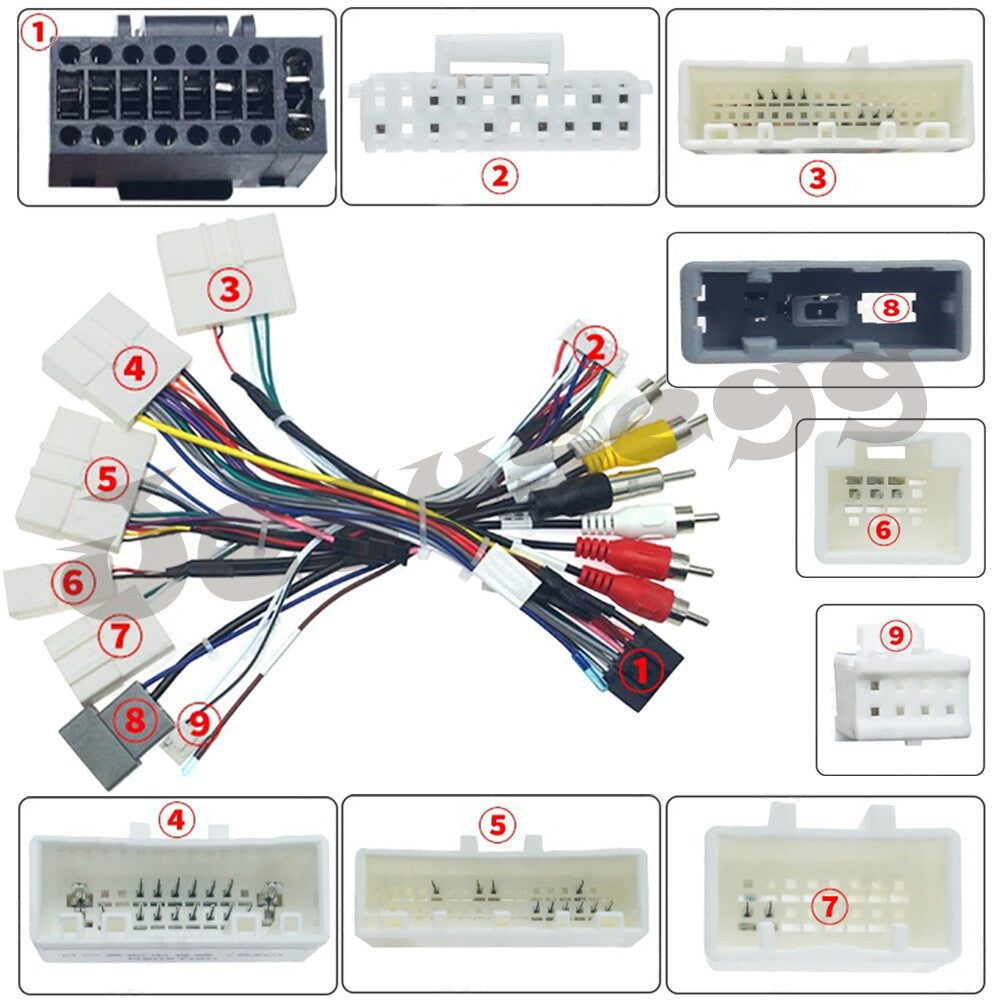 16Pins for Camry Radio Stereo Power Harness Wiring Cable Adapter W/Canbus Camera