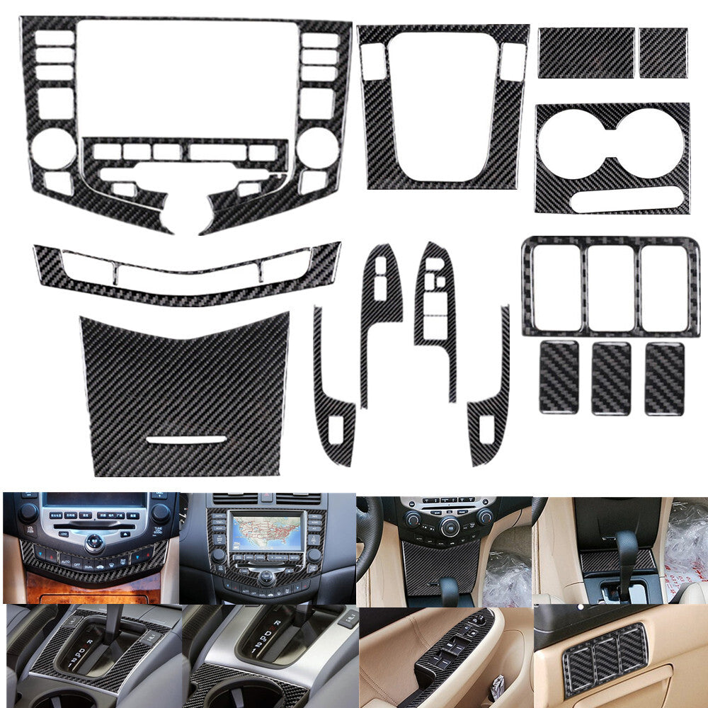 17X /Set Interior Decor Cover Trim Carbon Fiber for Honda Accord SEDAN 2003-2007