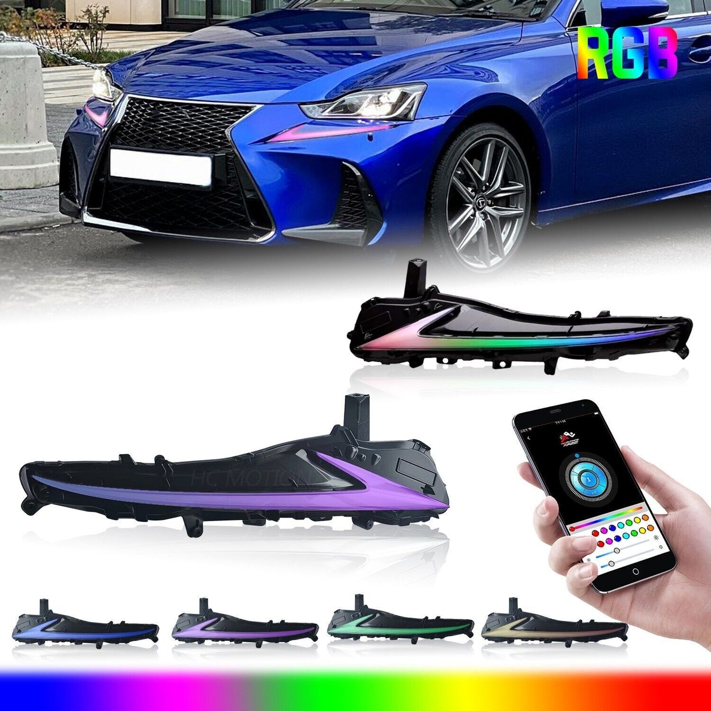 Dual RGB LED daytime running lights suitable for Lexus IS250/350/300 (2017-2020)