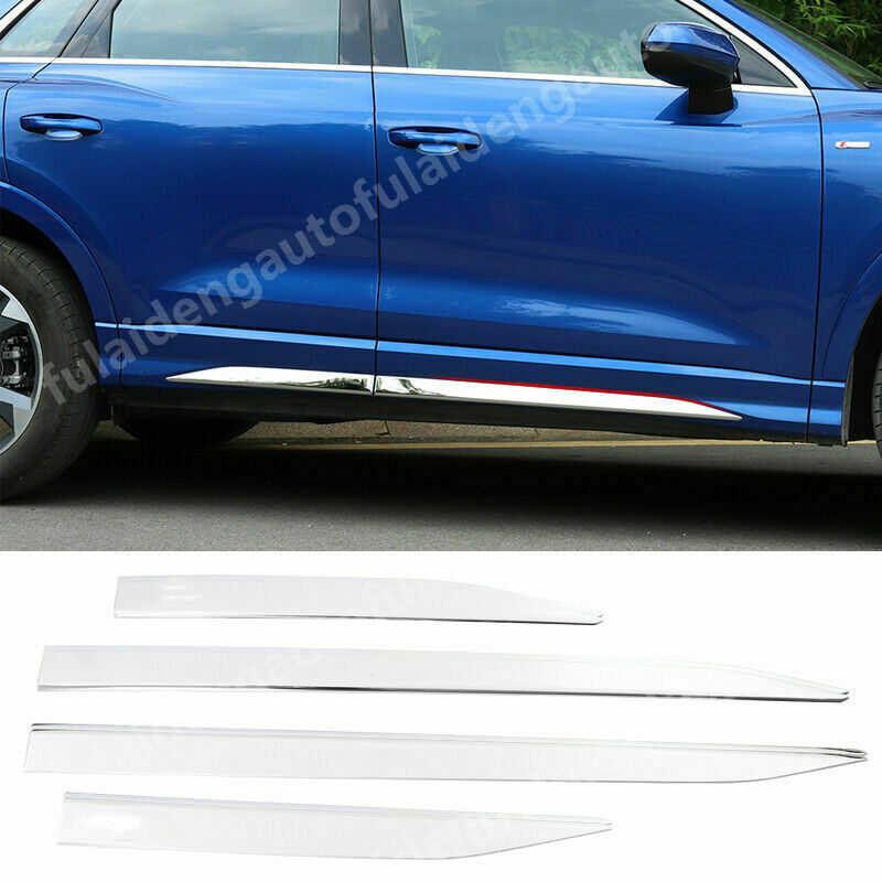 for Audi Q3 2019 2020 2021 Chrome ABS Door Body Side Skirt Molding Cover Trims