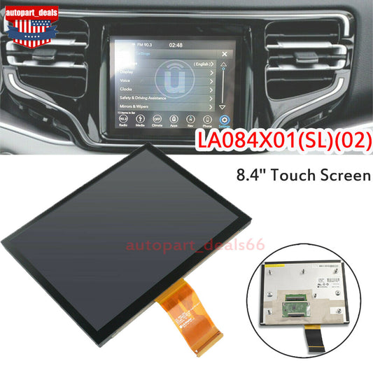 Replacement for 17-21: 8.4-inch Uconnect 4C UAQ LCD screen, touchscreen, radio, and navigation.