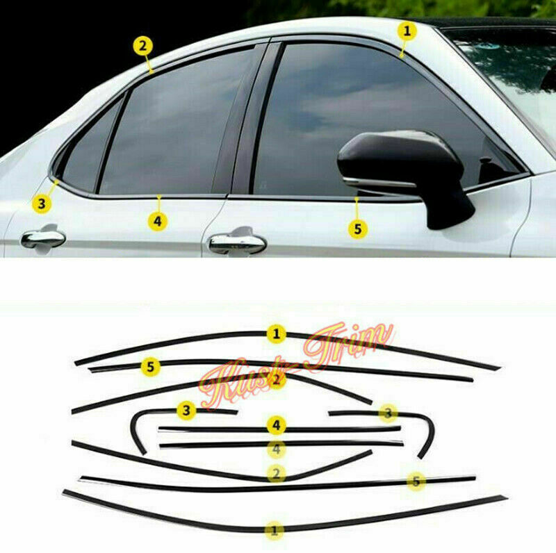 10X for Toyota for Camry 2018-2022 Black Car Window Trim Strip Molding Cover Steel