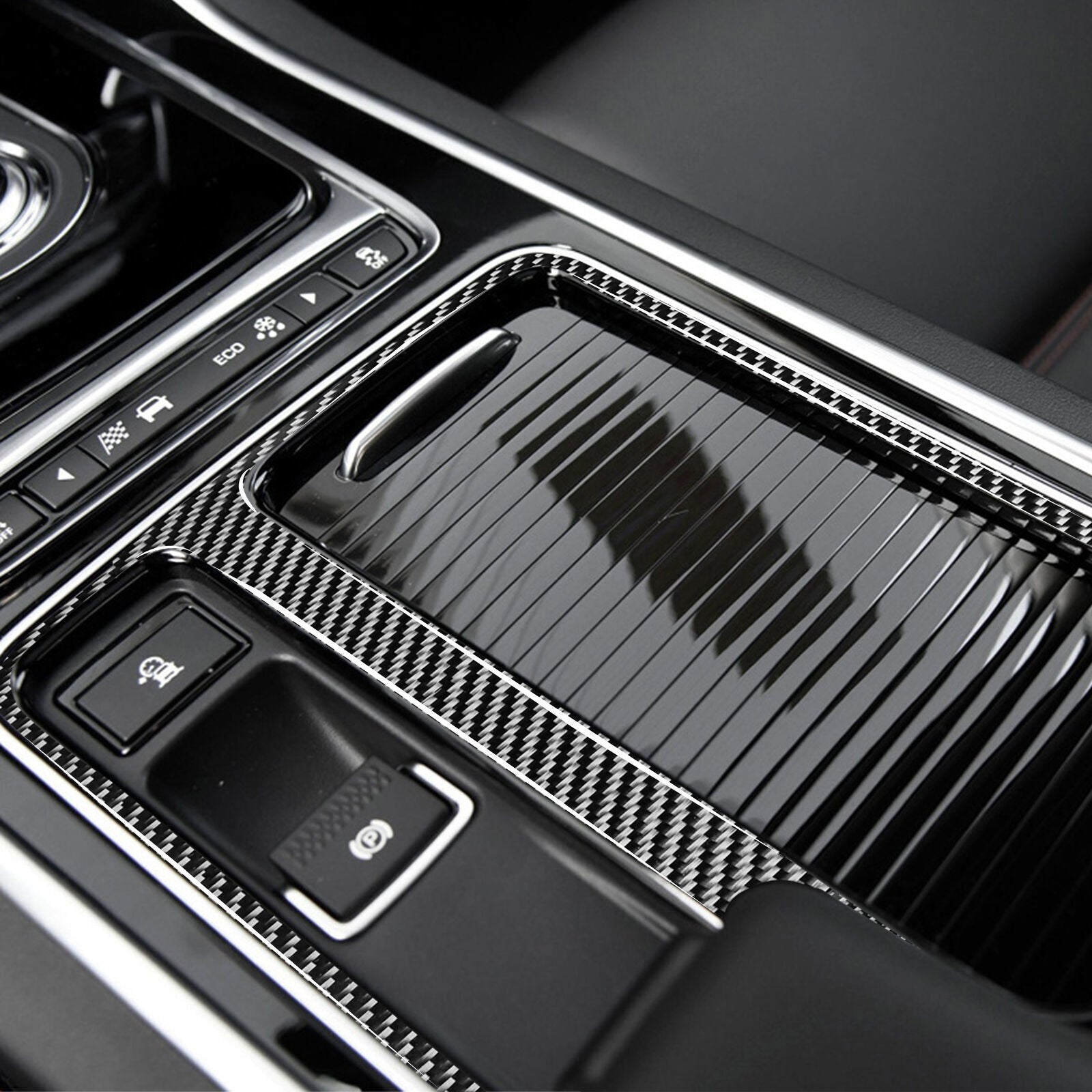 Carbon Fiber Center Console Cup Holder Cover for Jaguar F-Pace XE XF 2016-2020