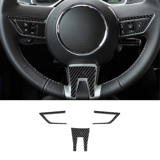 3Pcs Carbon Fiber Steering Wheel Cover Trim for Chevrolet Camaro 2010-2015