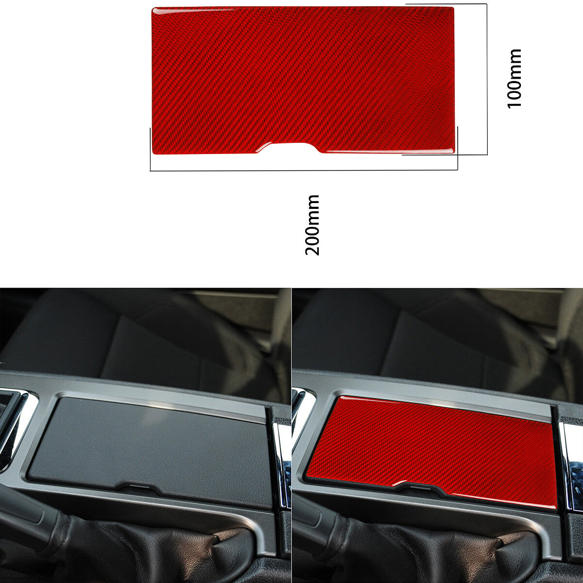 Red carbon fiber cupholder cover trim is suitable for Ford for Mustang 2009 - 2013