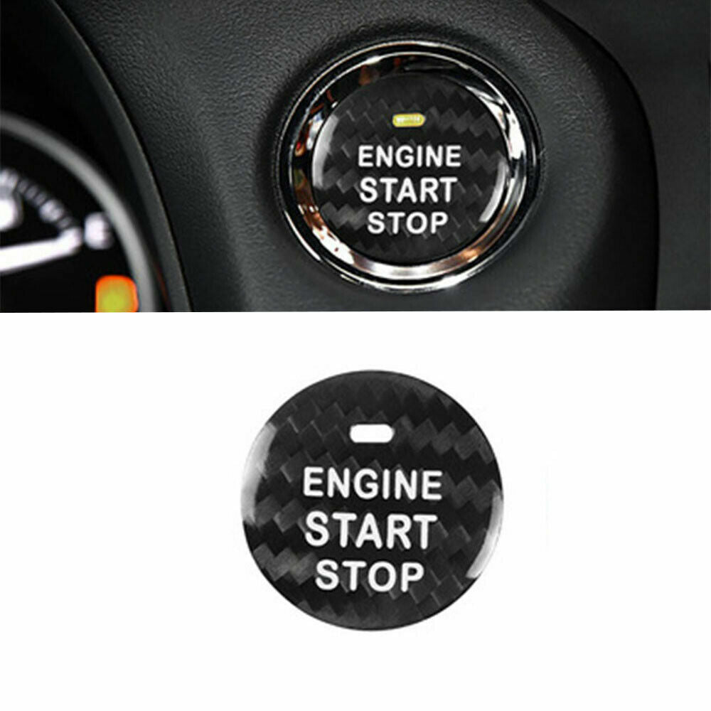 Black carbon fiber engine start/stop button cover for Toyota 86 2013 - 19