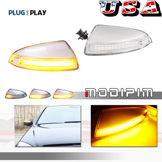 Transparent LED sequential side mirror lights with amber tint suitable for Mercedes-Benz W204 S204 W639