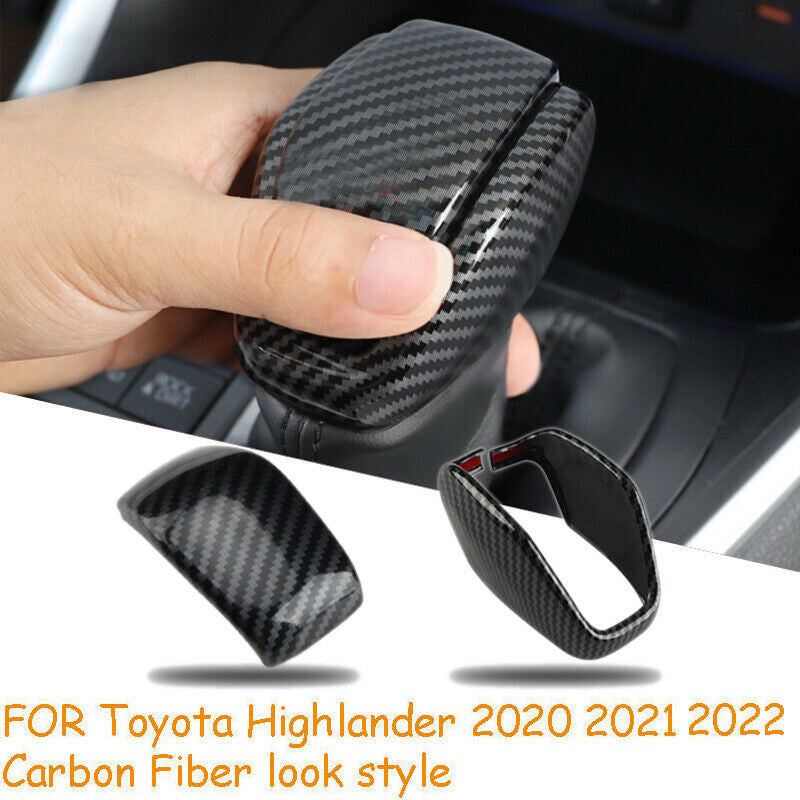2P Carbon Fiber Color Gear Shift Knob Cover Trim for Toyota Highlander 2020-2023