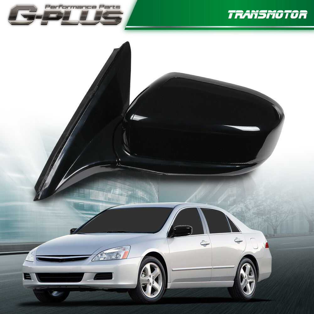 Suitable for 2003-2007 for Honda Accord sedans. Front drive side mirror, gloss black.