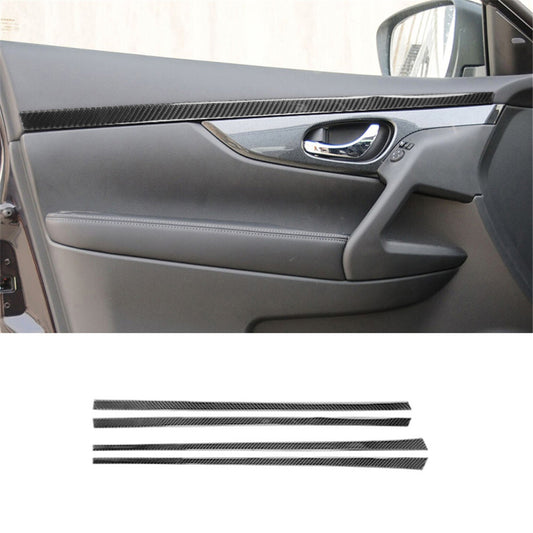 Carbon Fiber Front Rear Door Door Panel Cover Trim for Nissan Rogue 2014-2016