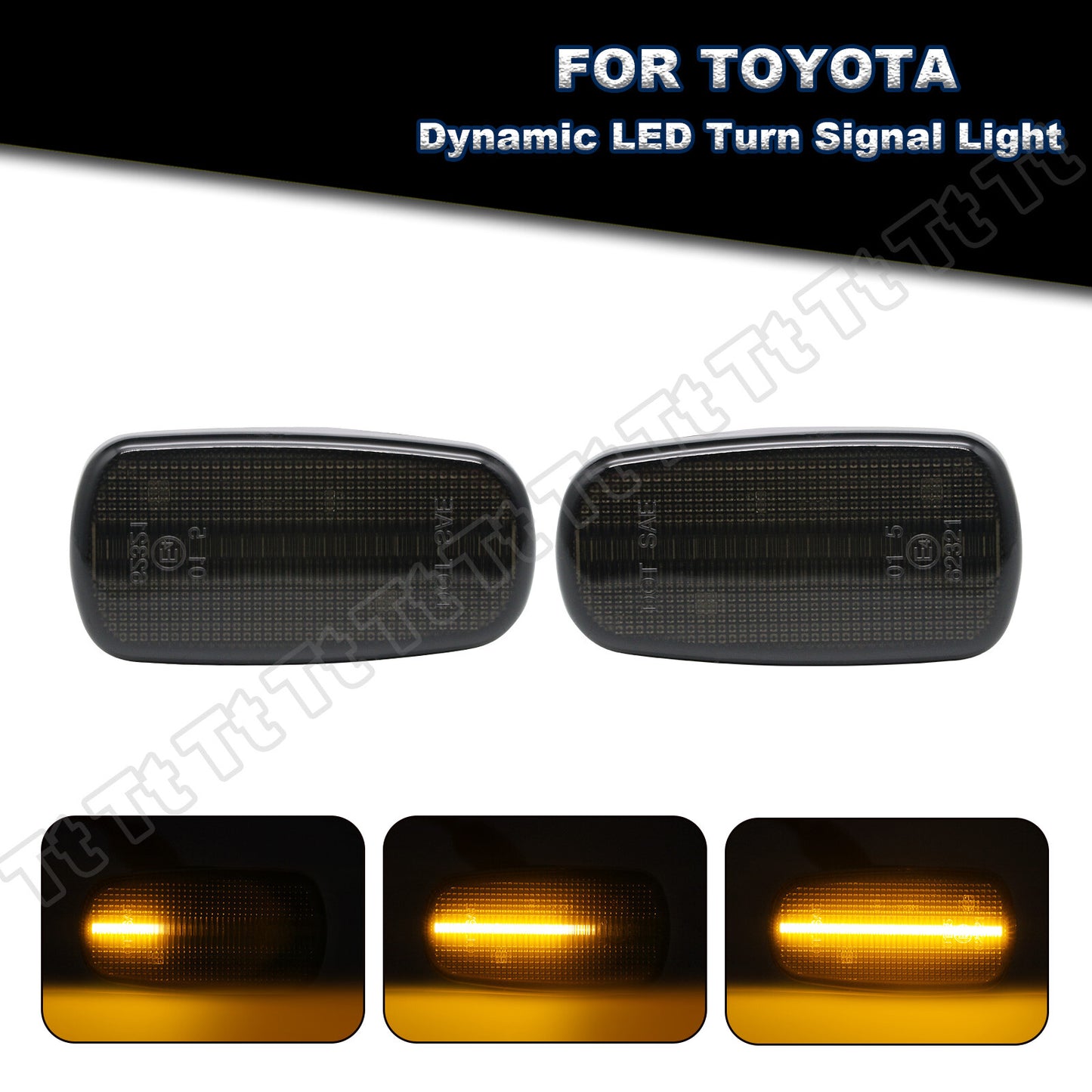 Sequential LED fender side marker lights for 2003-2017 for Toyota for Land Cruiser (smoked)