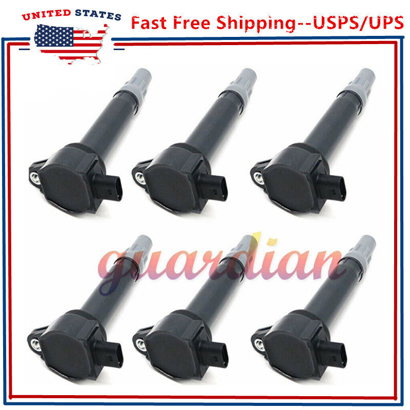 Ignition Coils 6-Piece Kit, Black, UF502, for Chrysler for Dodge 2.7L, 3.5L, and 4.0L engines. (4606869AB)