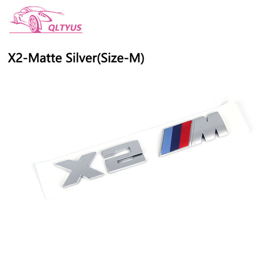 for BMW M Series X2M Trunk Emblem Size Middle Lettering Decal Badge Set Silver